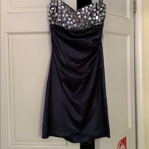 Navy Blue crystal strapless dress brand new